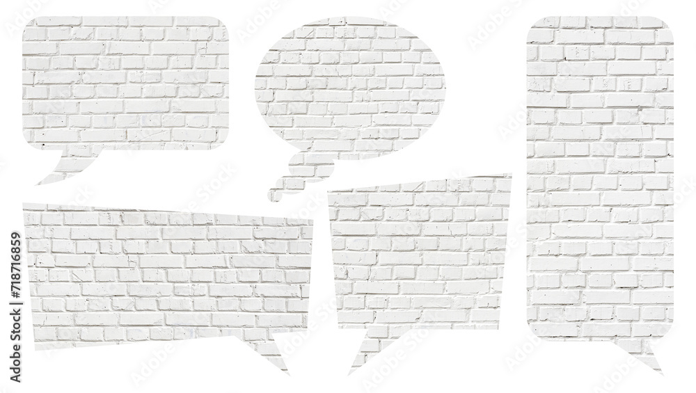 Naklejka premium brick wall speech bubble set isolated mockup design element