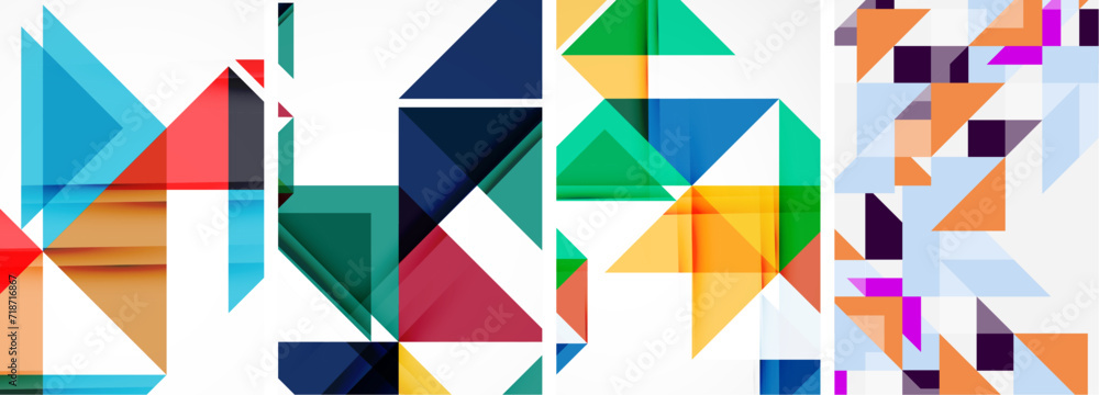 Set of abstract random triangle composition backgrounds. Vector illustration for for wallpaper, business card, cover, poster, banner, brochure, header, website Set of abstract random triangle composition backgrounds. Vector illustration for for wallpaper, business card, cover, poster, banner, brochure, header, website