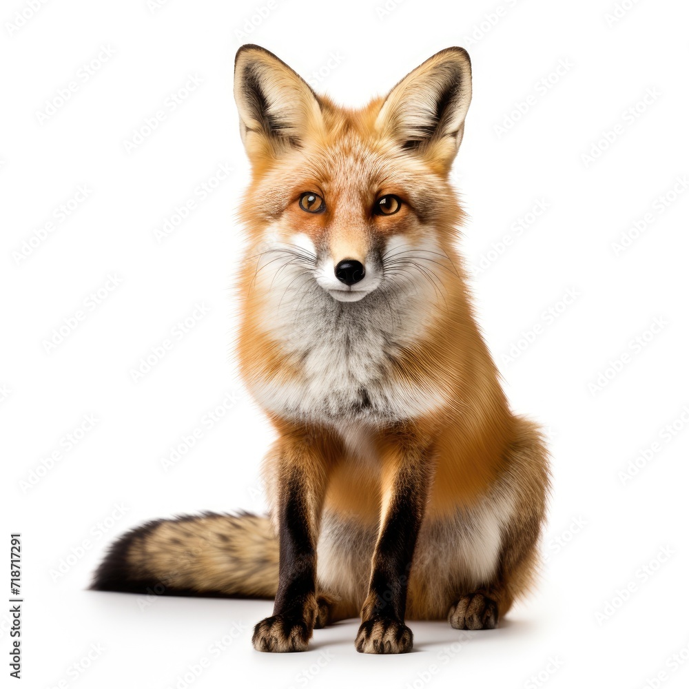Photo of fox isolated on white background