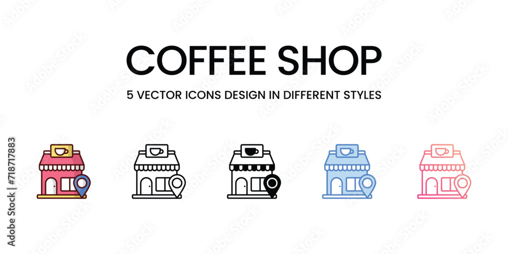 Coffee shop icons set isolated white background vector stock illustration.