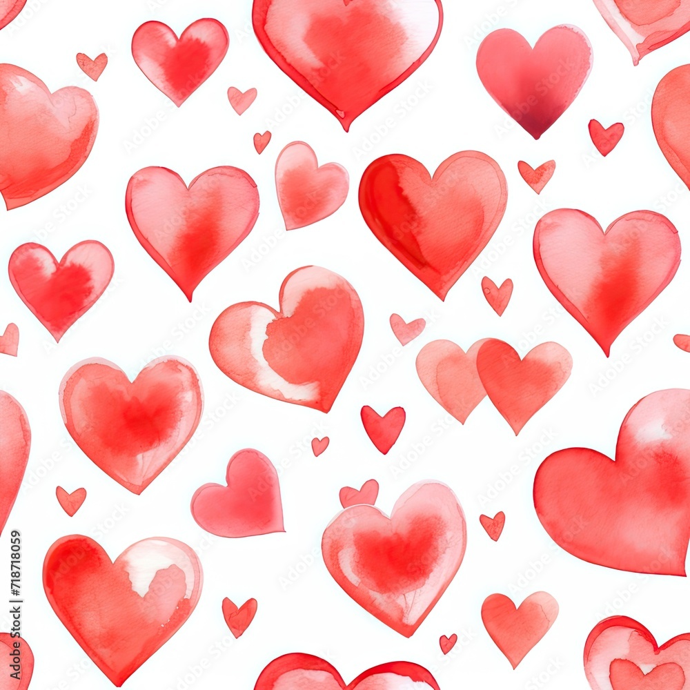 Seamless Pattern of Multiple Red Hearts on a White Background