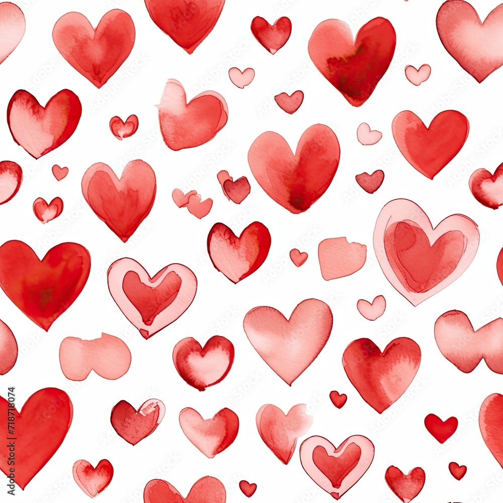 Abundance of Red Hearts on a White Background - Seamless Pattern for Valentines Day and Crafts