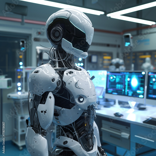 Hochentwickelter Roboter in einem modernen Forschungslabor