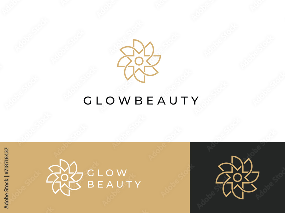 Professional flower monoline logo Professional flower monoline logo