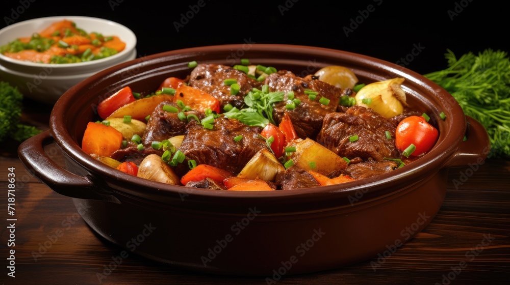 Beef stew with vegetables.. Generative AI Beef stew with vegetables.. Generative AI