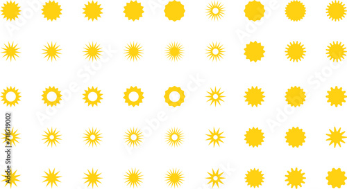 Vector cartoon sun icon. Shining light rays. Summer Isolated vector illustration.