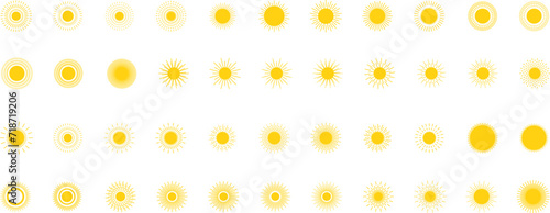 Fototapeta Naklejka Na Ścianę i Meble -  Vector cartoon sun icon. Shining light rays. Summer Isolated vector illustration.