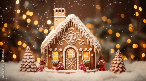 Christmas gingerbread house.. Generative AI © Roman