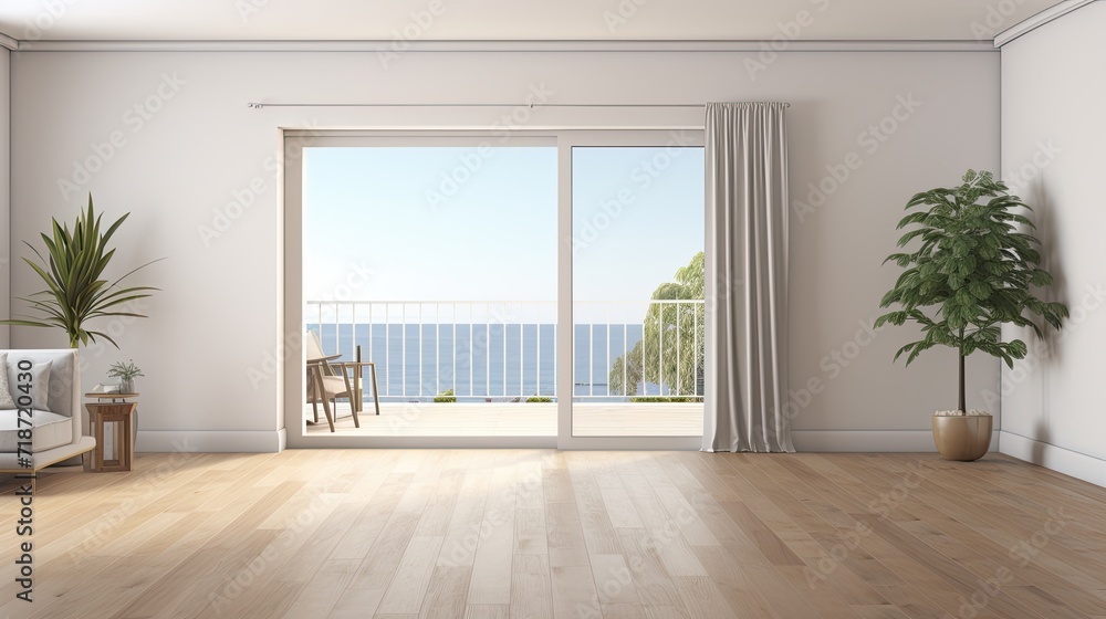Empty spacious living room. Generative AI Empty spacious living room. Generative AI