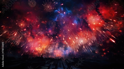 Fireworks Night Sky. Generative AI