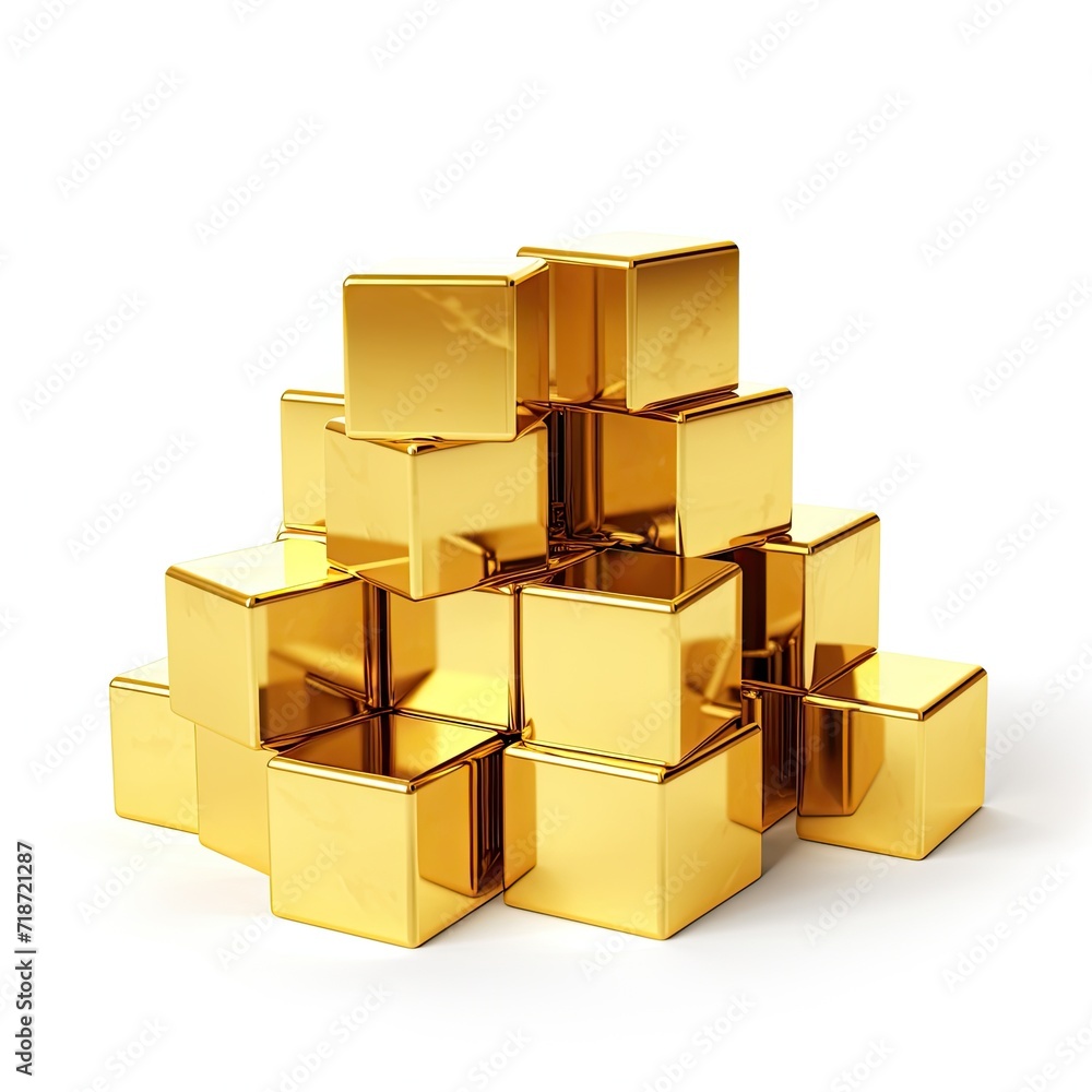 Photo of gold block isolated on white background Photo of gold block isolated on white background