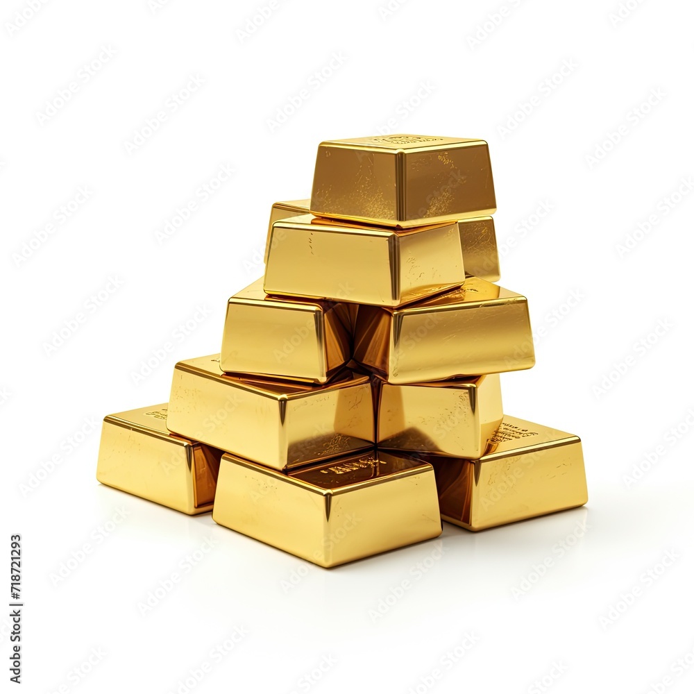 Photo of gold block isolated on white background