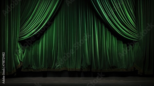 Wallpaper Mural Green Theater Curtain. Generative AI Torontodigital.ca