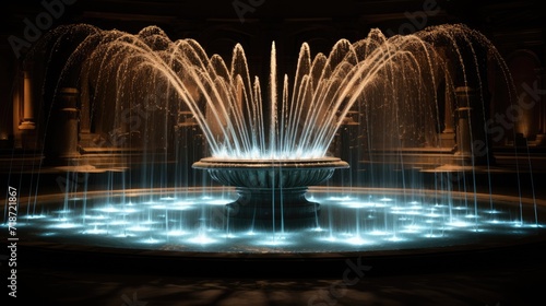 Illuminated fountain.. Generative AI