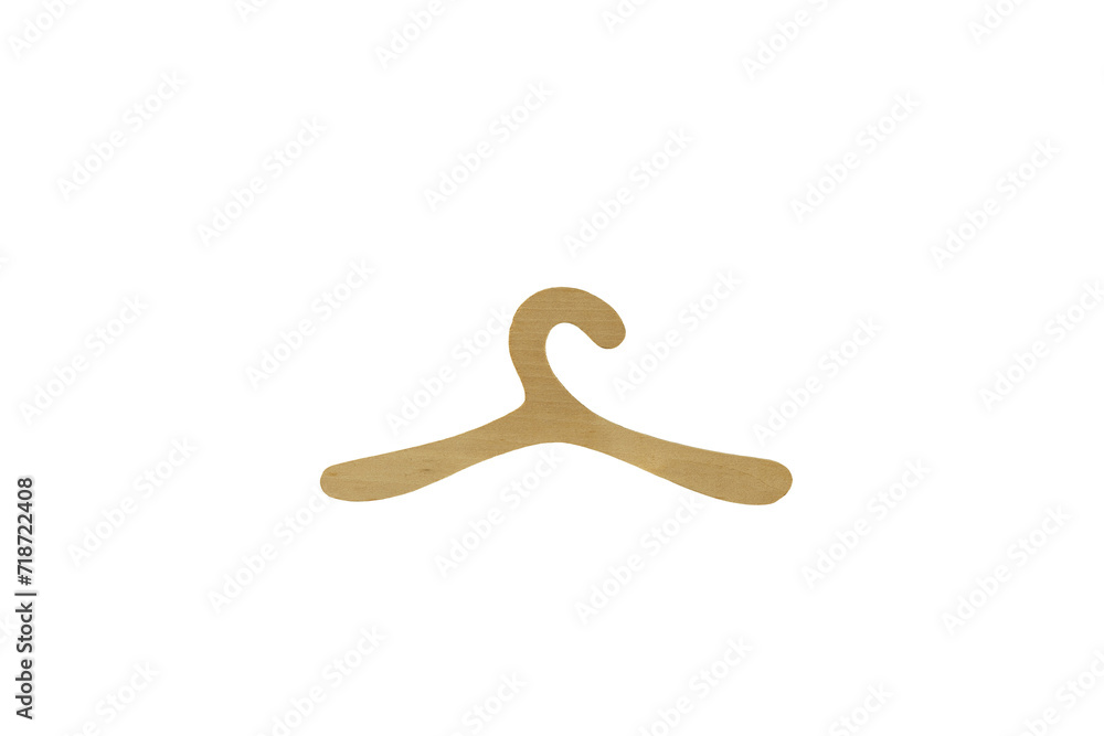 Wooden simple small decorative clothes hanger. Isolate on white. PNG file available Wooden simple small decorative clothes hanger. Isolate on white. PNG file available