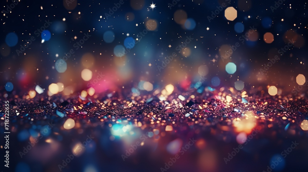 Blue luxury background with golden line decoration and curve light effect with bokeh elements. - obrazy, fototapety, plakaty 