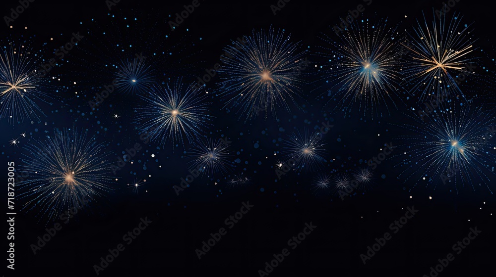 Fototapeta premium New Year 2024 fireworks banner. Generative AI