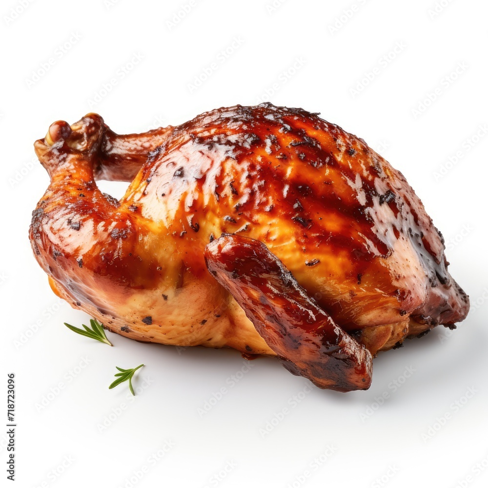 Photo of grilled chicken isolated on white background Photo of grilled chicken isolated on white background