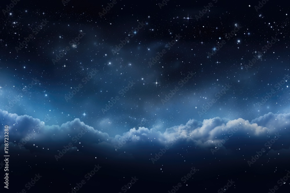 Fototapeta premium Night sky with clouds and stars.
