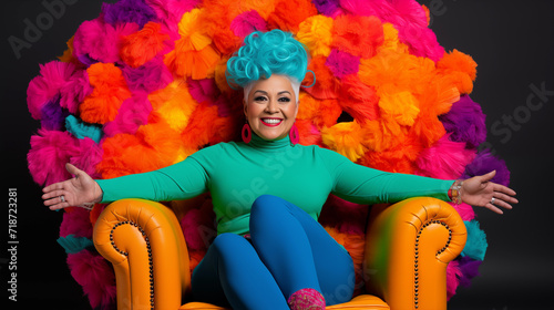 Funny woman with colored hair