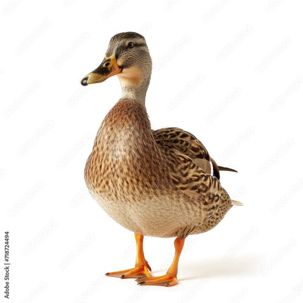 Duck standing in natural pose isolated on white background, photo realistic Duck standing in natural pose isolated on white background, photo realistic