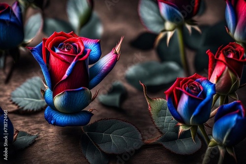 Blue and red flowers
