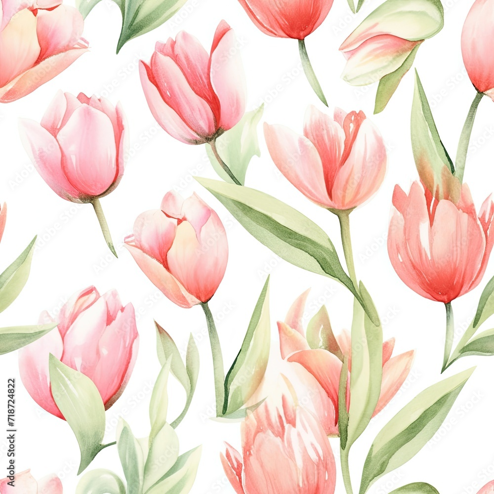 Watercolor Painting of Pink Flowers on White Background Watercolor Painting of Pink Flowers on White Background