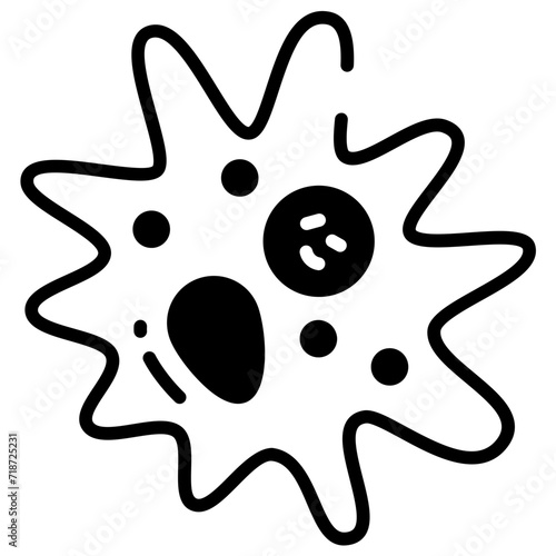 Amoeba glyph and line vector illustration