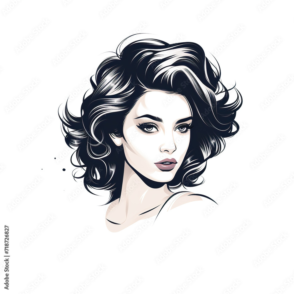 beautiful lady in black and white silhouette with red and black hair, logo, hair dresser, haircut, hair dye beautiful lady in black and white silhouette with red and black hair, logo, hair dresser, haircut, hair dye