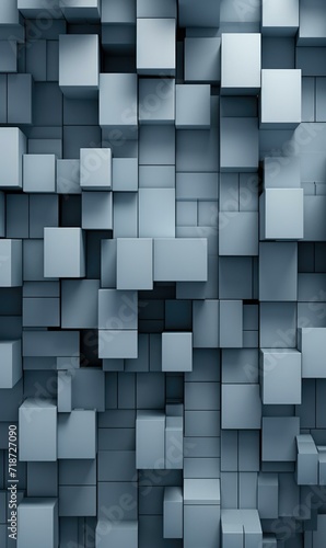 Abstract blue cubes background. Generative AI.