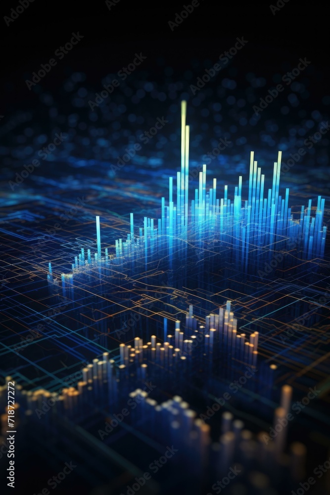 3d illustration of a graph chart with a bar chart. Generative AI. 3d illustration of a graph chart with a bar chart. Generative AI.