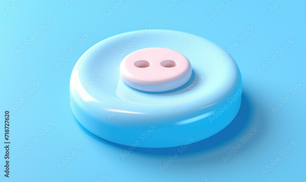 A blue button with two pink buttons on it. Generative AI. A blue button with two pink buttons on it. Generative AI.