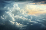 beautiful blue sunset sky with white cumulus clouds aerial view for abstract background