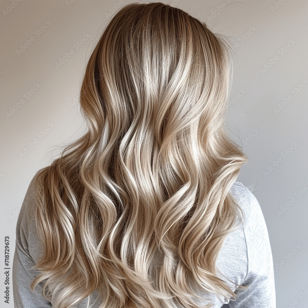 Fototapeta premium rear view of blonde hair dye , ombre effect
