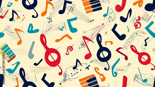 Seamless pattern with musical notes photo