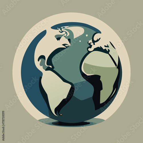 Glbe cartoon planet Earth, environment conservation concept. vector illustration 10 eps photo