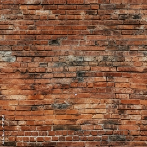 Red Brick Wall With White Clock Pattern for Background Design and Decoration