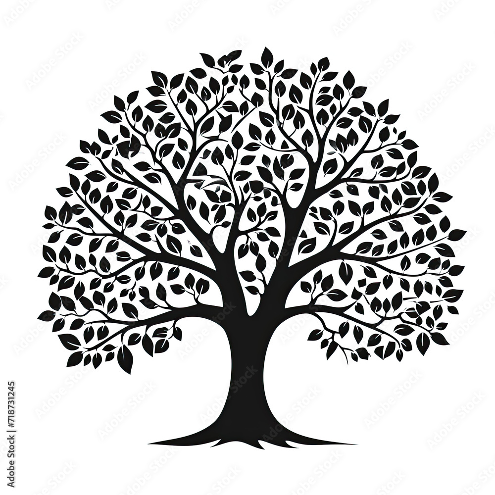 Fototapeta premium black silhouette tree illustration, on white background