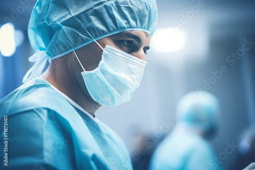 Focused Surgeon in Operating Room Ready for Surgery