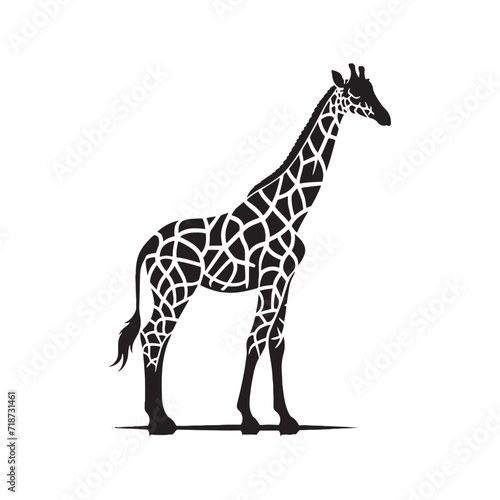 Fototapeta Naklejka Na Ścianę i Meble -  Sunset Sentinels: Giraffe Silhouettes Standing Tall, Guarding the Horizon as Day Transforms into Night - Giraffe Illustration - Giraffe Vector
