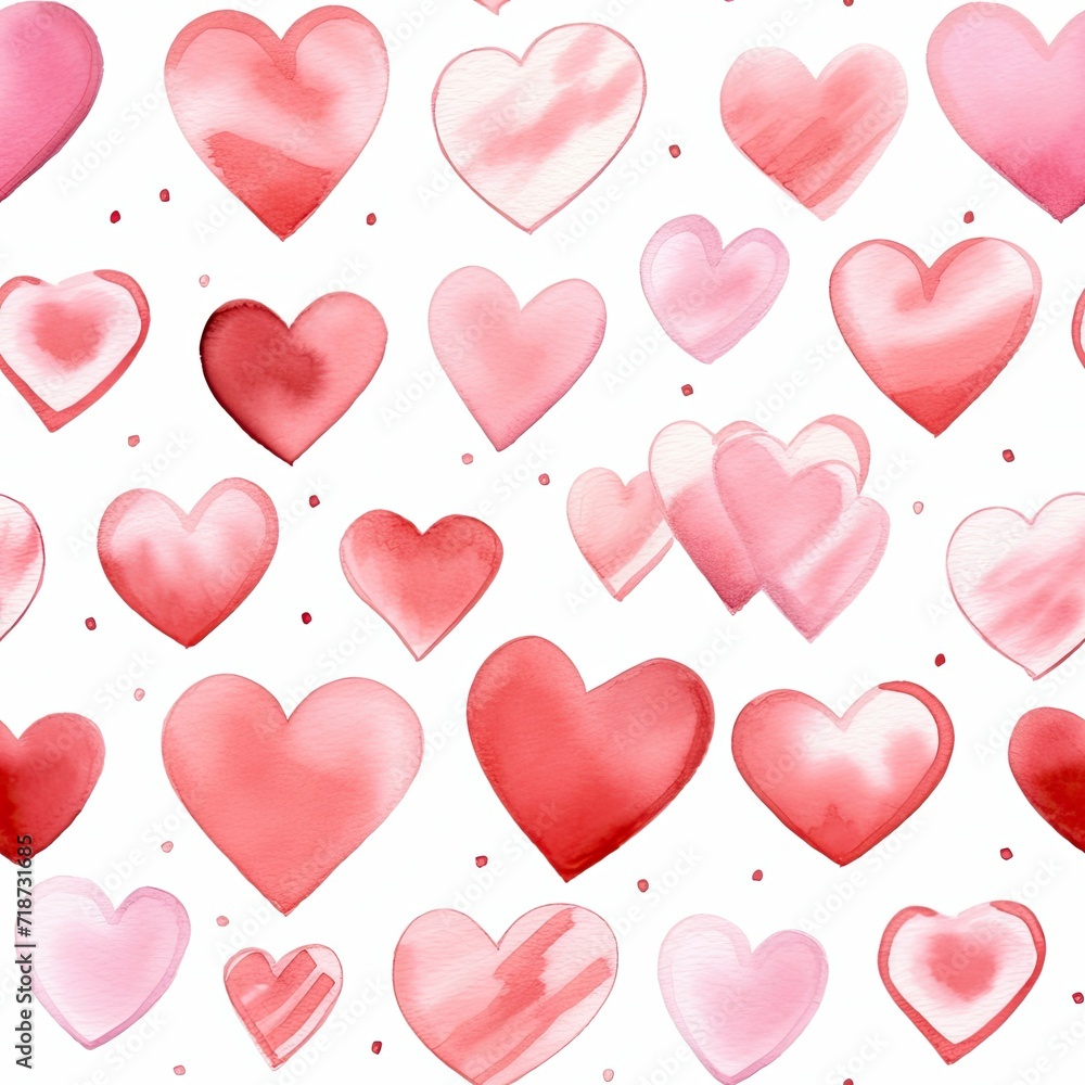 Red and Pink Hearts on White Background