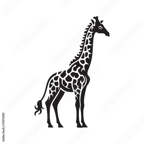 Elegance in Shadows: Giraffe Silhouette Series Capturing the Graceful Contours of Nature's Tallest Wanderer - Giraffe Illustration - Giraffe Vector
