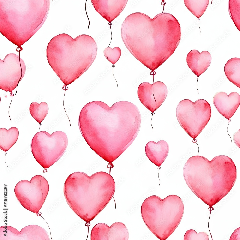 Pink Heart Balloons Floating in the Air