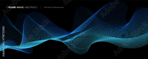 Vector wavy lines flowing dynamic colorful gradient light isolated on black background for the concept of technology, digital, communication, science, music, artificial intelligent