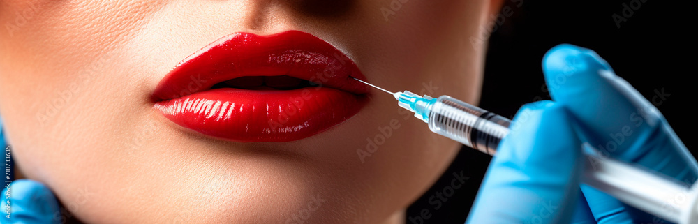 Obraz premium inject hyaluronic acid into your lips. Selective focus.