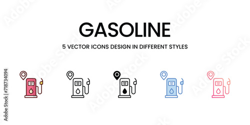 Gasoline icons set isolated white background vector stock illustration.