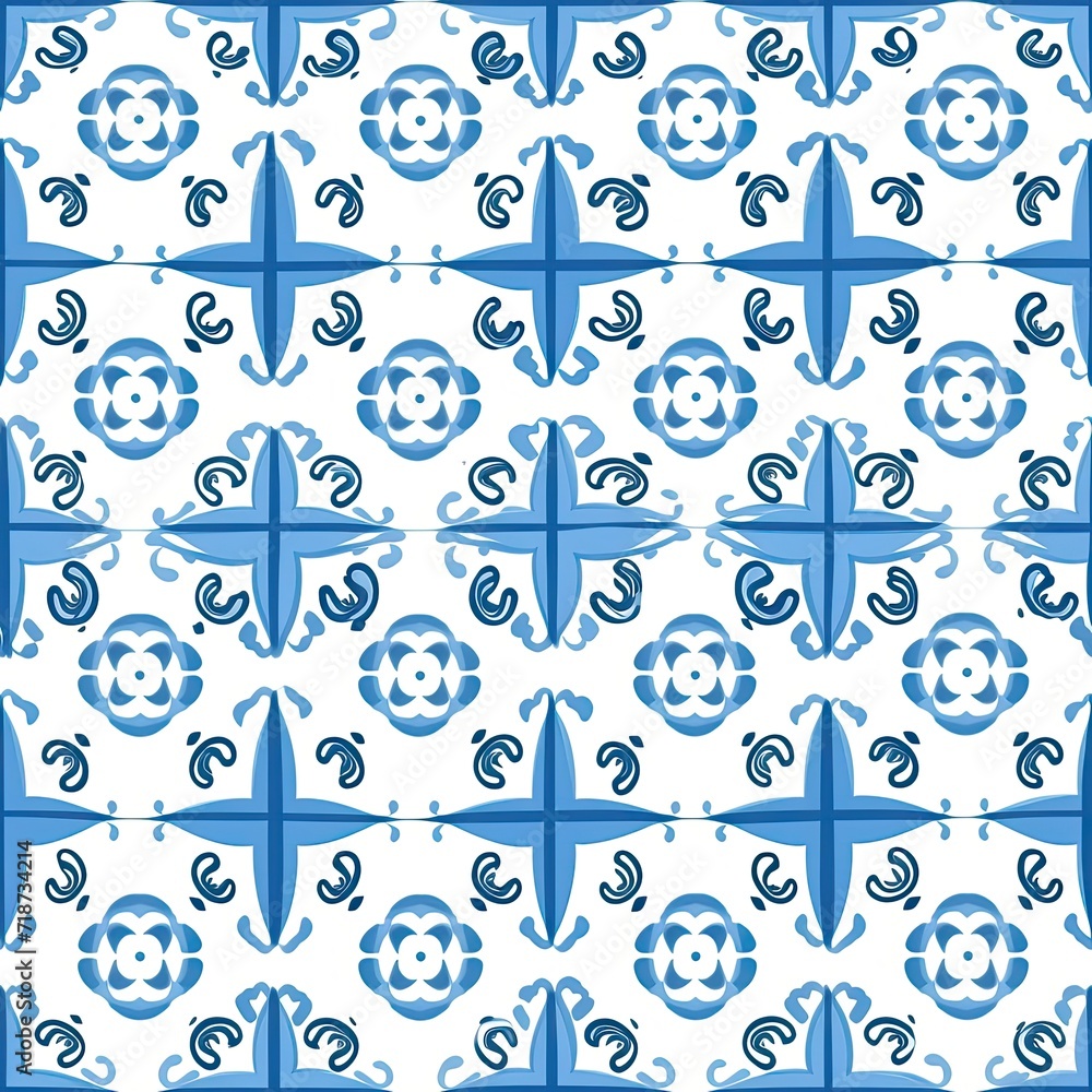 Blue and White Cross Pattern