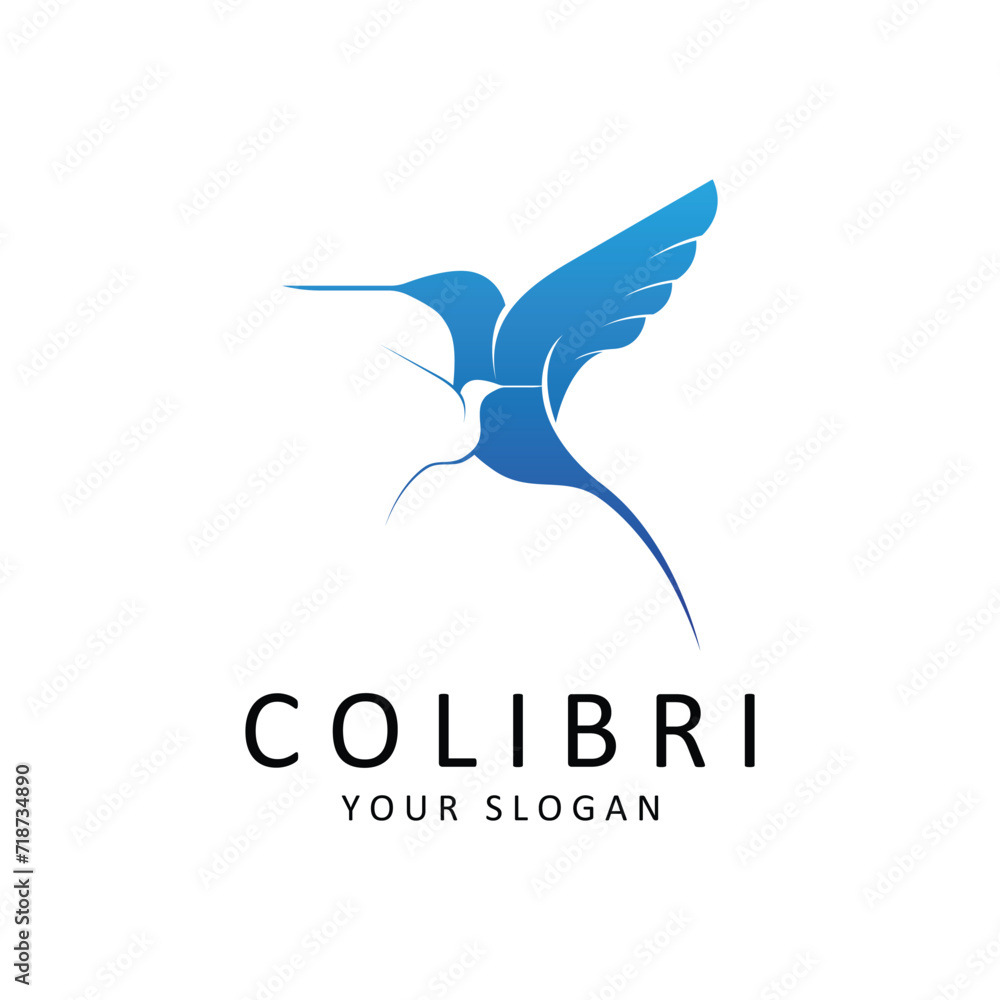 Naklejka premium Beautiful Simple Bird Colibri Logo Design Vector. This logo is great for companies or businesses related to animals, and nature photographer