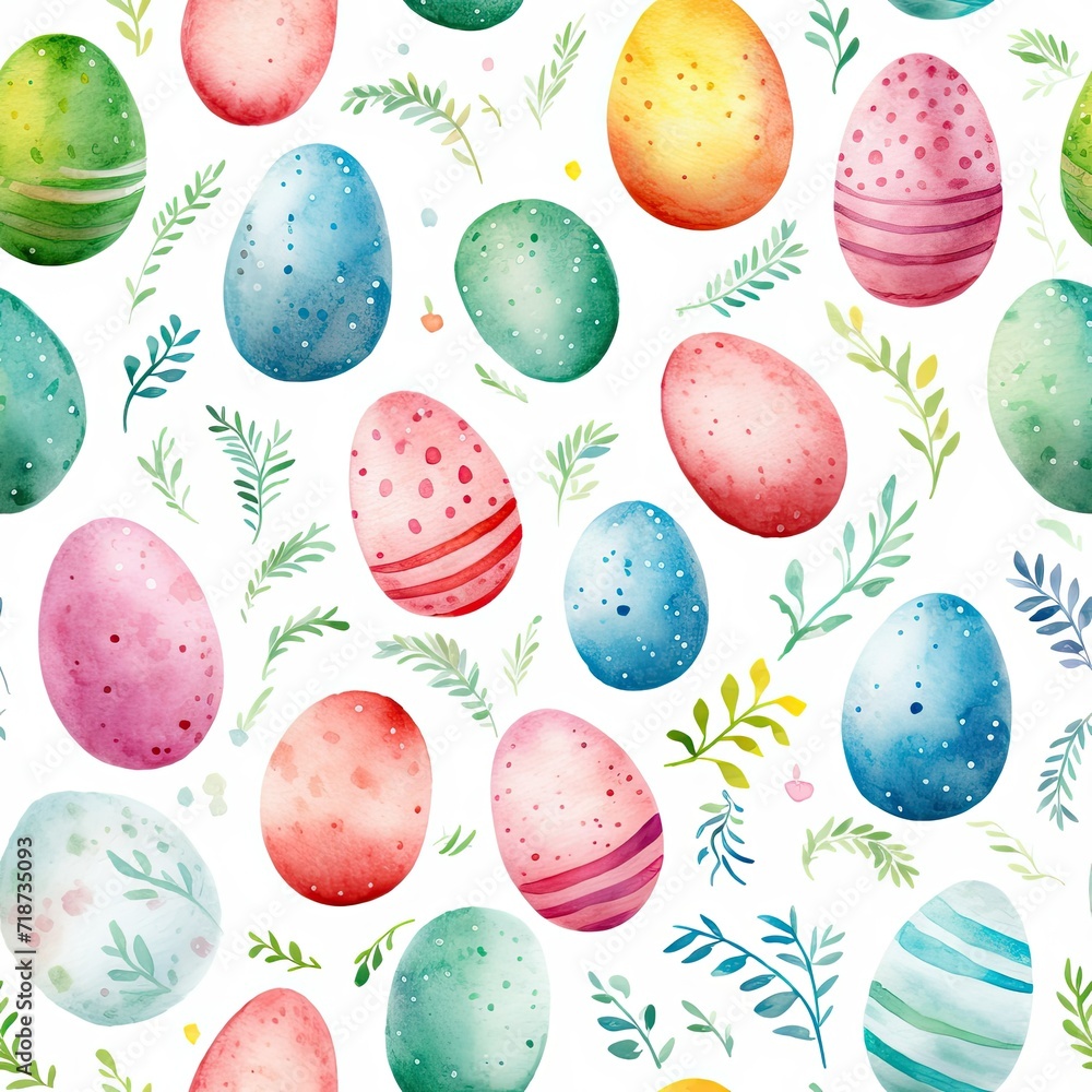 Colorful Easter Eggs on White Background - Seamless Pattern for Spring Celebrations and Crafts Colorful Easter Eggs on White Background - Seamless Pattern for Spring Celebrations and Crafts