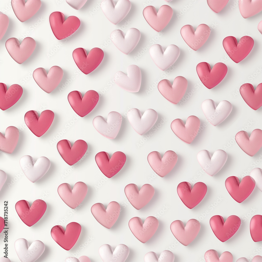 3D pink hearts background gradient. 
